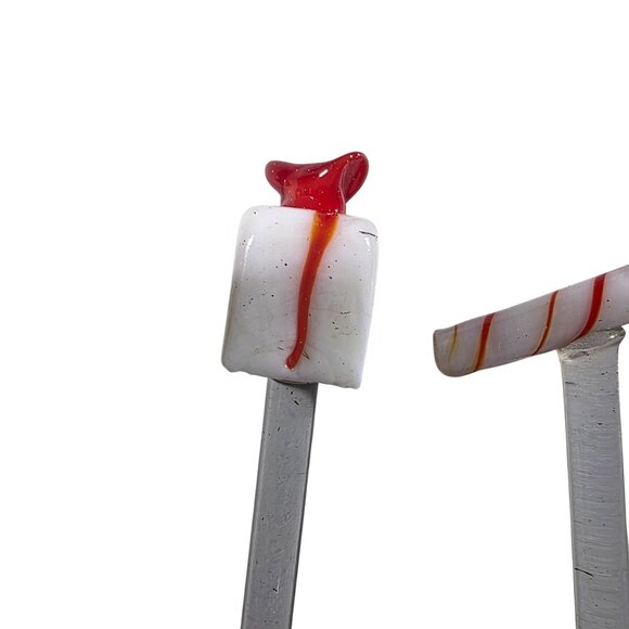 Set Of 5 Christmas Glass Swizzle Sticks With Santa Snowman Candy Cane stirrers - Picture 5 of 7